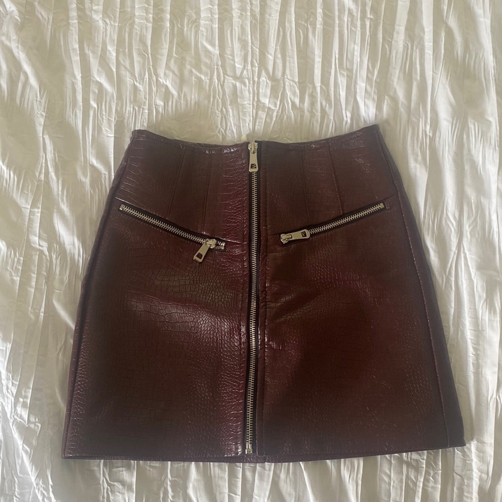 Alligator/snake textured leather skirt